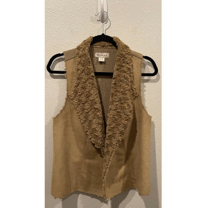 ARIAT Faux Suede Fur Tan Knit Vest